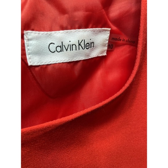 Calvin Klein Dress Womens 10 Red Sleeveless Sheath Grommet Stud Detail Lined - Picture 3 of 8